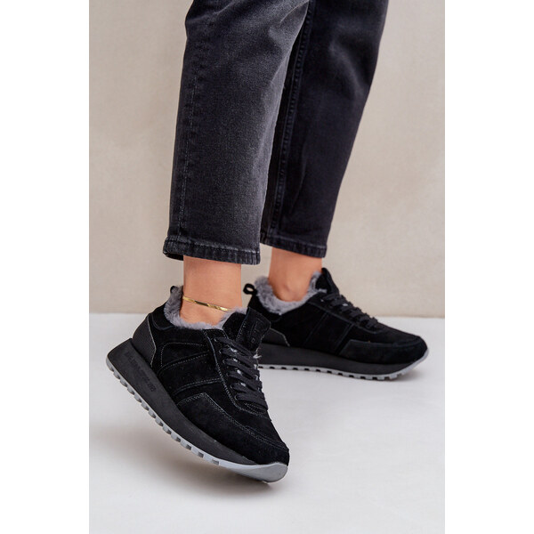 Big Star Shoes Zamszowe Sneakersy Damskie Z Futerkiem I Błyszczącym 66661474