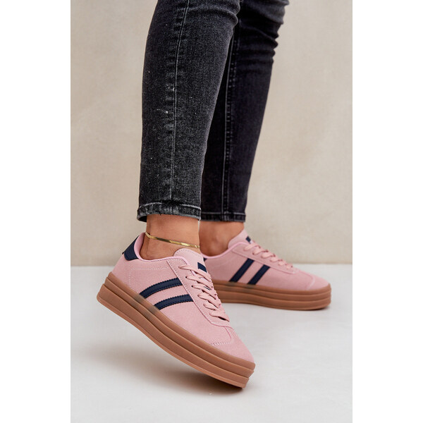 Boto Sneakersy Damskie Na Platformie Różowe Egelia 66661485