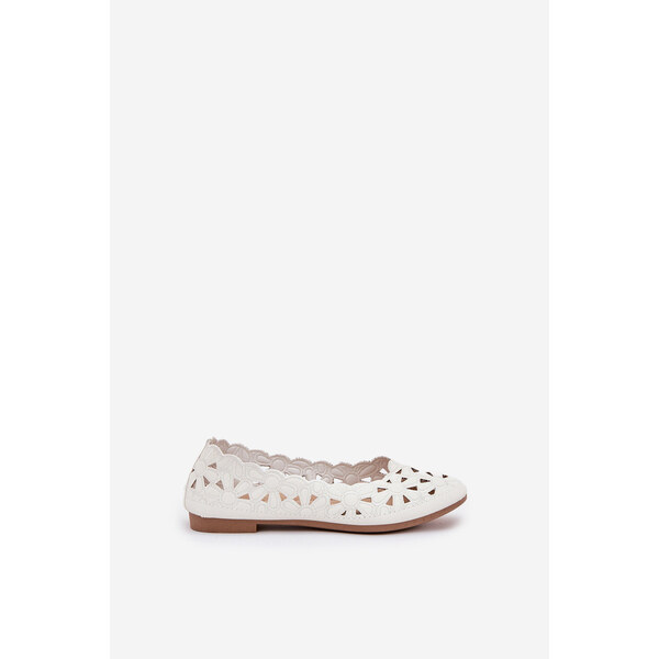 EVENTO Ażurowe Balerinki Dziecięce Z Brokatem Białe Zindira 67260537