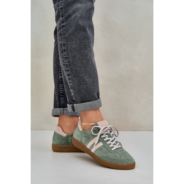 Zazoo N1068 Zamszowe Niskie Sneakersy Damskie Zielone 66661754