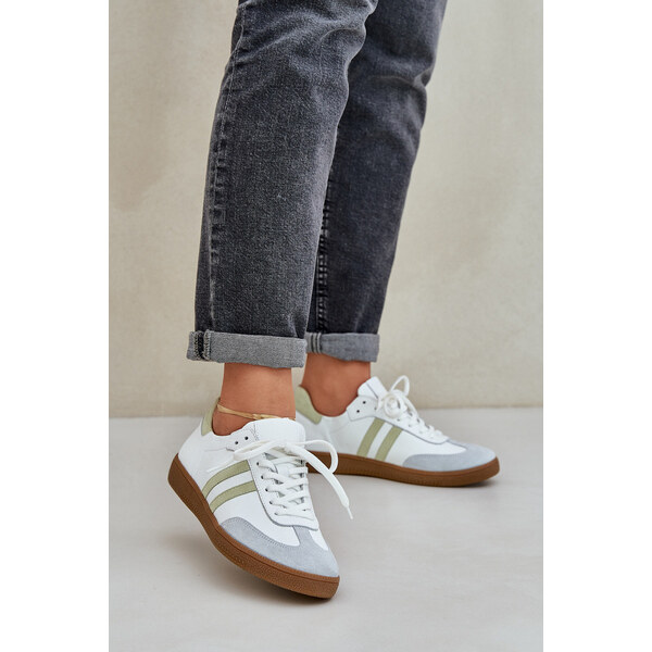 Zazoo N1068 Skórzane Niskie Sneakersy Damskie Białe 66661753