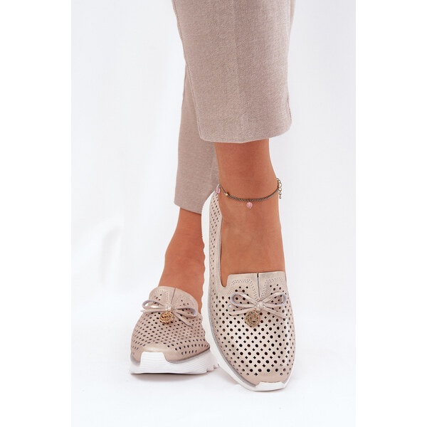 S.Barski Skórzane Ażurowe Półbuty Damskie Z Naturalnej Skóry D&A LR51 66662266