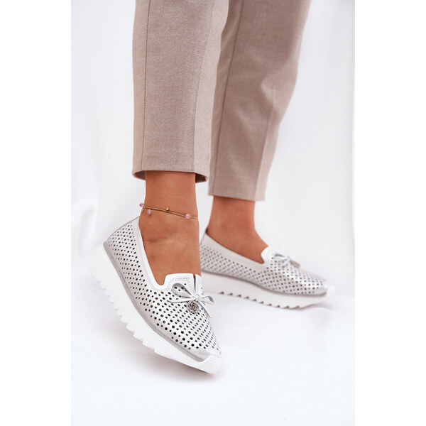 S.Barski Skórzane Ażurowe Półbuty Damskie Z Naturalnej Skóry D&A LR51 66662265