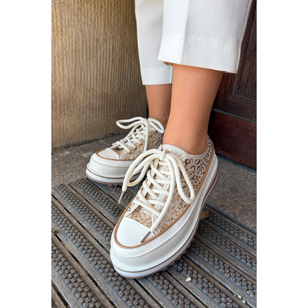 Trampki Damskie Na Masywnej Platformie S.Barski BF51-101 Beżowe 66662274