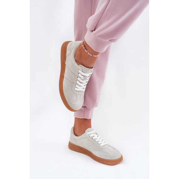 EVENTO Zamszowe Niskie Sneakersy Damskie Szare Paliana 66736402