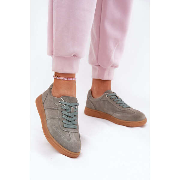 EVENTO Zamszowe Niskie Sneakersy Damskie Zielone Paliana 66662288
