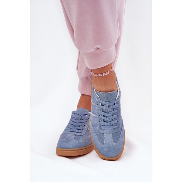 EVENTO Zamszowe Niskie Sneakersy Damskie Niebieskie Paliana 66662289