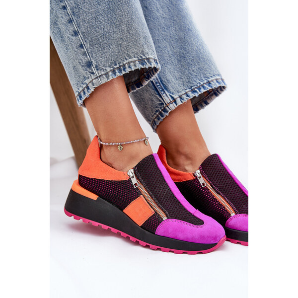 Skórzane Sneakersy Na Koturnie Maciejka 06853-15 Czarne 66662314