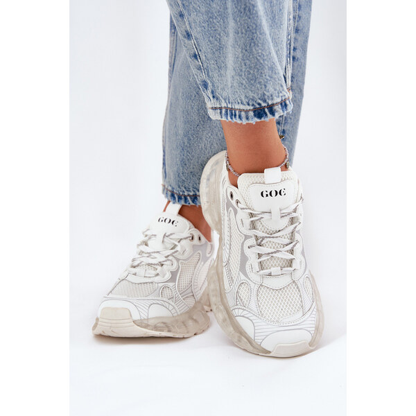 Skórzane Sneakersy Damskie GOE RR2N4083 Beżowe 66662325