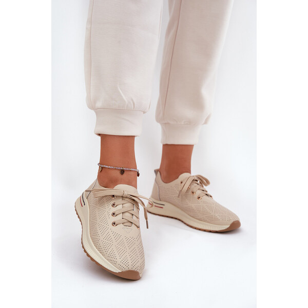 Skórzane Lekkie Półbuty Damskie Artiker 54C1759 Beżowe 66662351