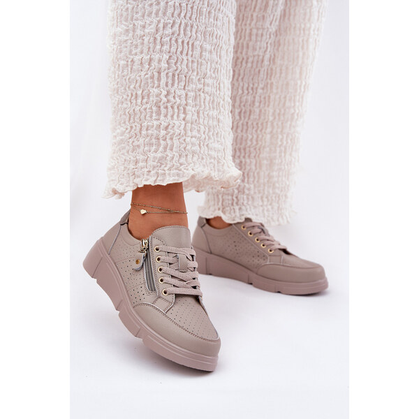 Skórzane Buty Sportowe Sneakersy Na Platformie Z Zamkiem Vinceza 88019 66662368