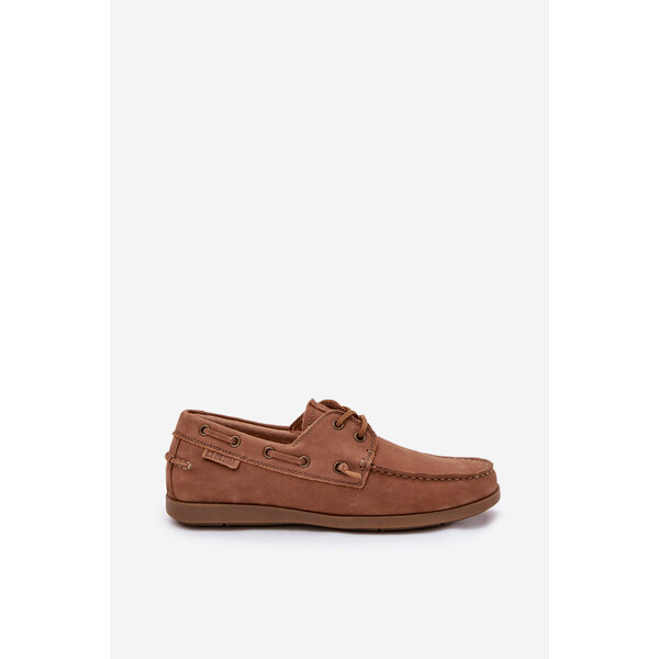 Big Star Shoes Skórzane Mokasyny Męskie Big Star RR174162 Camel 66662396