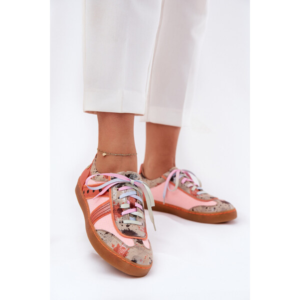 Skórzane Sneakersy Damskie Maciejka 06840-18 Pomarańczowe 66662448