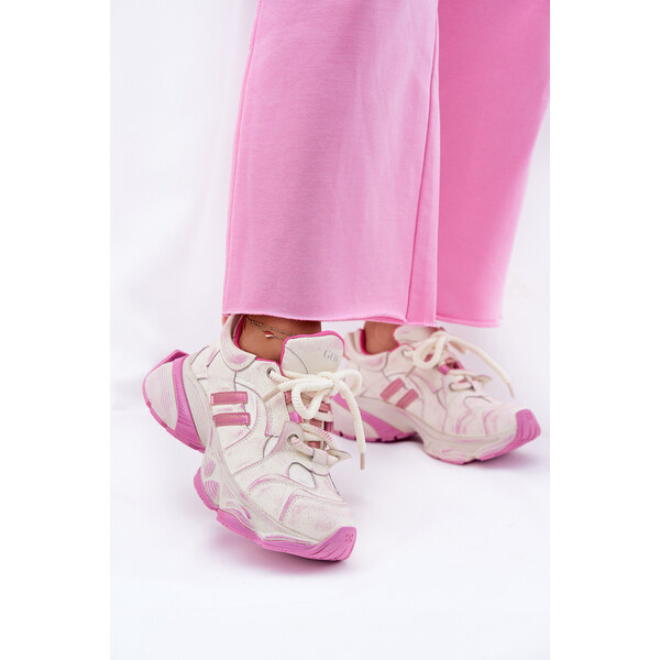 Skórzane Sneakersy Damskie GOE RR2N4038 Różowe 66662455