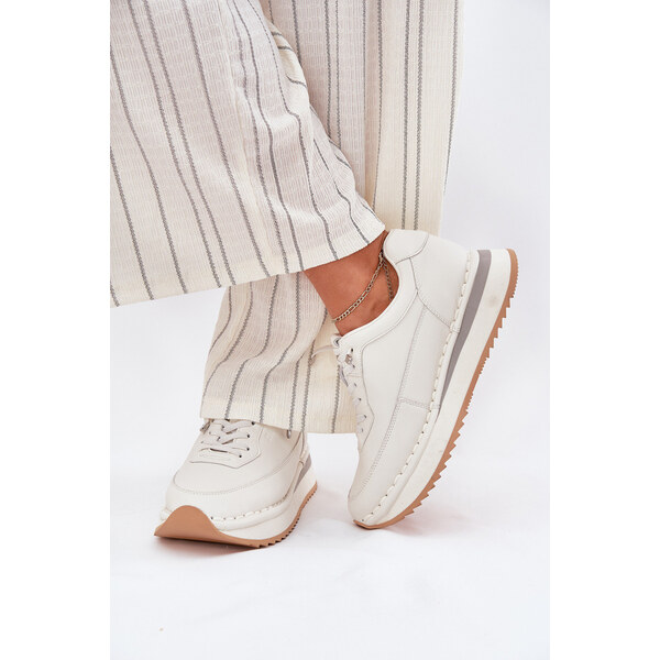 Big Star Shoes Skórzane Sneakersy Damskie Na Platformie Big Star 66662491