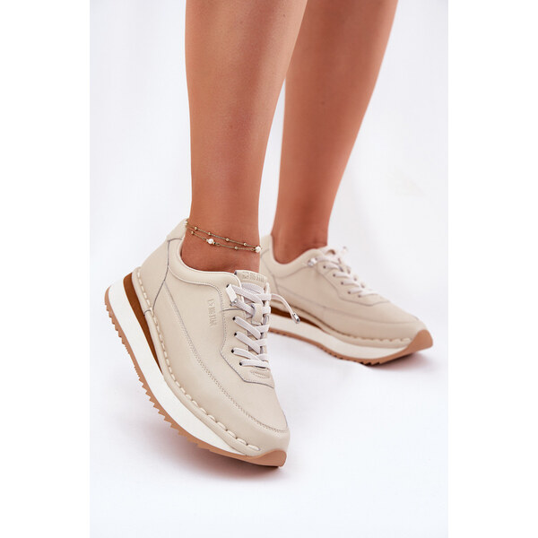 Big Star Shoes Skórzane Sneakersy Damskie Na Platformie Big Star 66662507