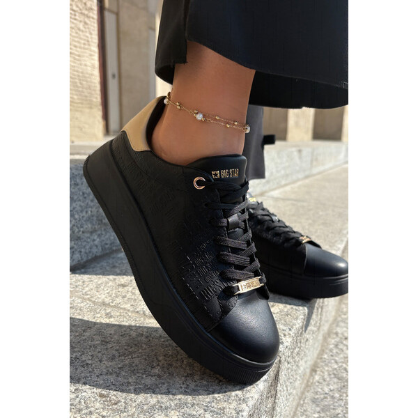 Big Star Shoes Sneakersy Damskie Z Eko Skóry Big Star RR274257 Czarne 66662515