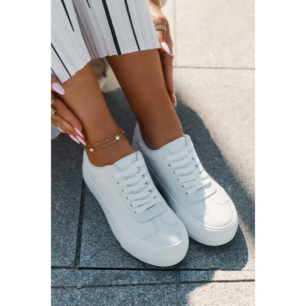 Big Star Shoes Trampki Damskie Na Platformie Big Star RR274337 Białe 66662519