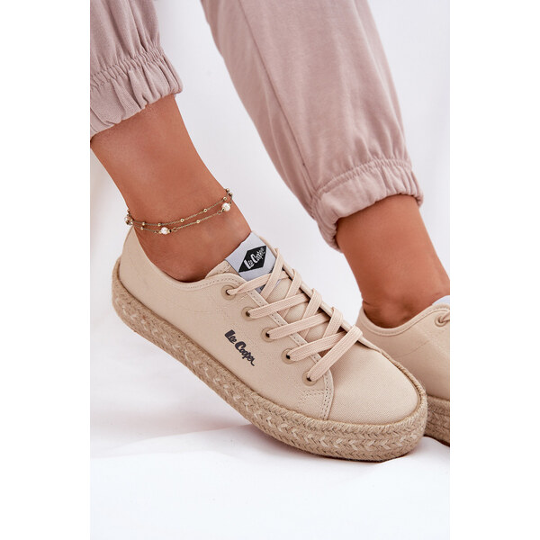 Trampki Damskie Z Plecionką Lee Cooper LCW-25-44-3215 Beżowe 66662529