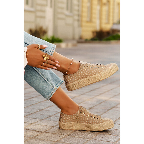 Wzorzyste Trampki Damskie Na Platformie Z Plecionką Lee Cooper LCW-25 66662607