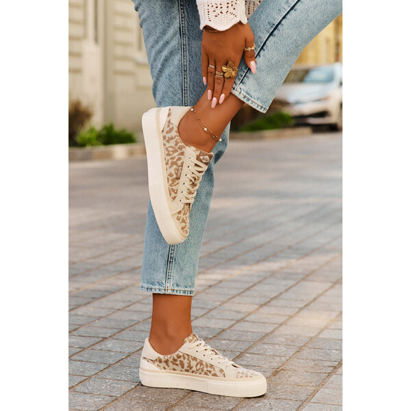 Niskie Trampki Damskie Panterka Lee Cooper LCW-25-02-3330L Beżowe 66662605