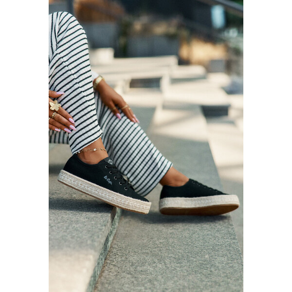 Trampki Damskie Z Plecionką Lee Cooper LCW-25-44-3216 Czarne 66662609