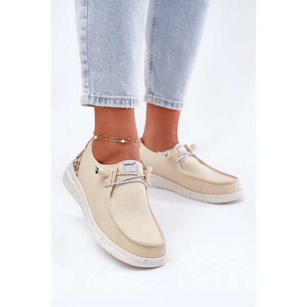 VINCEZA Lekkie Materiałowe Półbuty Damskie McKeylor 96116 Beżowe 66662699