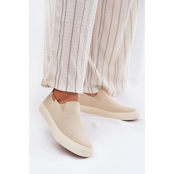 Big Star Shoes Trampki Damskie Slip-On Big Star RR274721 Beżowe 66662744