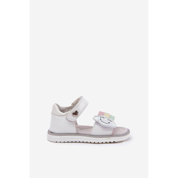 EVENTO Dziecięce Sandałki Zapinane Na Rzep Białe Orailla 66662943