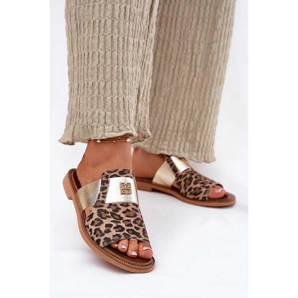 Eleganckie Klapki Ze Skóry Naturalnej Na Płaskim Obcasie Zazoo 40423 66662960