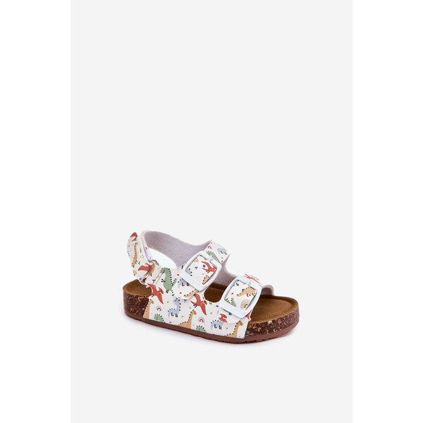 Boto Dziecięce Sandałki Na Korkowej Podeszwie Z Klamrami Dinozaury 66663229