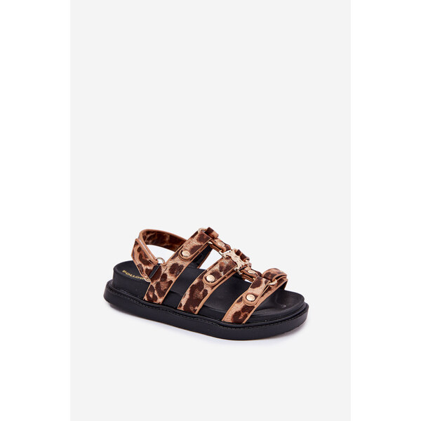 Boto Dziewczęce Sandałki Ze Złotym Detalem Panterka Lunessa 66663237