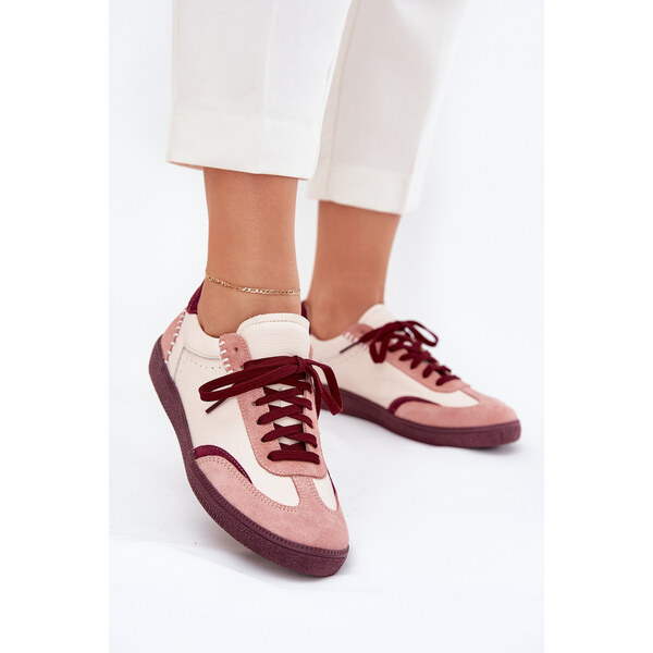 Skórzane Sneakersy Damskie Zazoo N1202 Różowe 66663364
