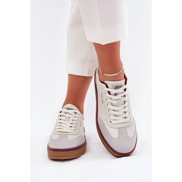 Skórzane Damskie Sneakersy Daniel Lopez Just Dare SS2D4008 Biało-Szare 66663381