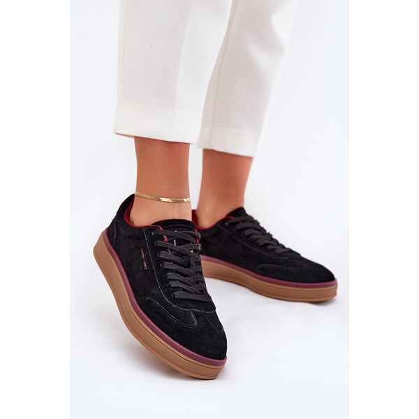 Zamszowe Damskie Sneakersy Daniel Lopez Just Dare SS2D4006 Czarne 66663379