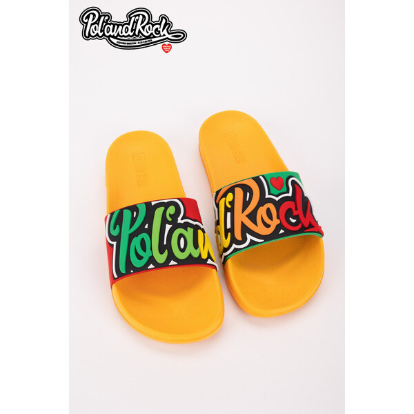 Big Star Shoes Klapki PolandRock Festival X Big Star SS174507 Żółte 66663403