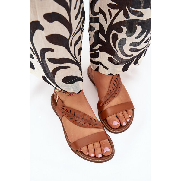 Boto Sandały Damskie Z Naturalnej Skóry Na Płaskim Obcasie Zazoo 3564 66663414