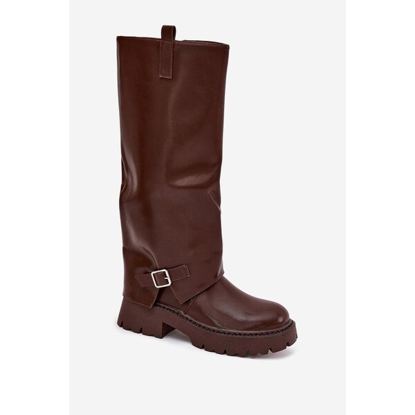 Kesi Dámske zateplené čižmy s prackou Fiorae - čokoládová, eko semiš 66884440