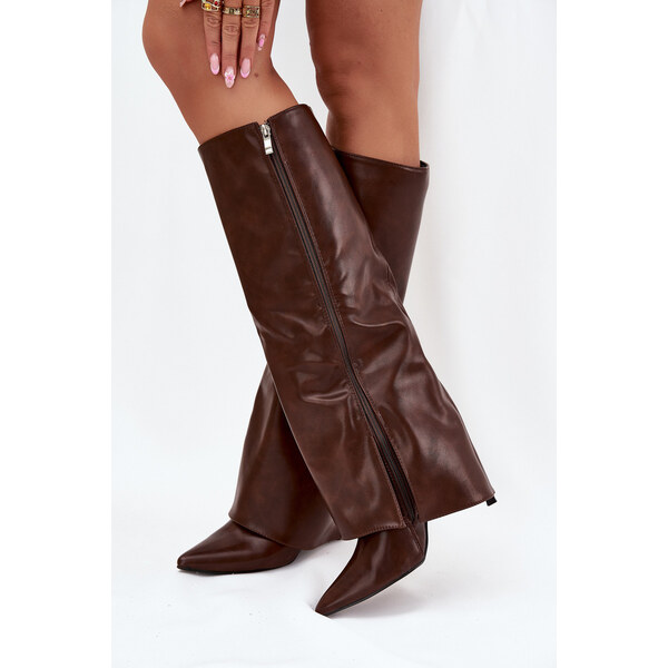 Kesi Dámske zateplené čižmy na podpätku s vyhrnutou holennou časťou 66884498