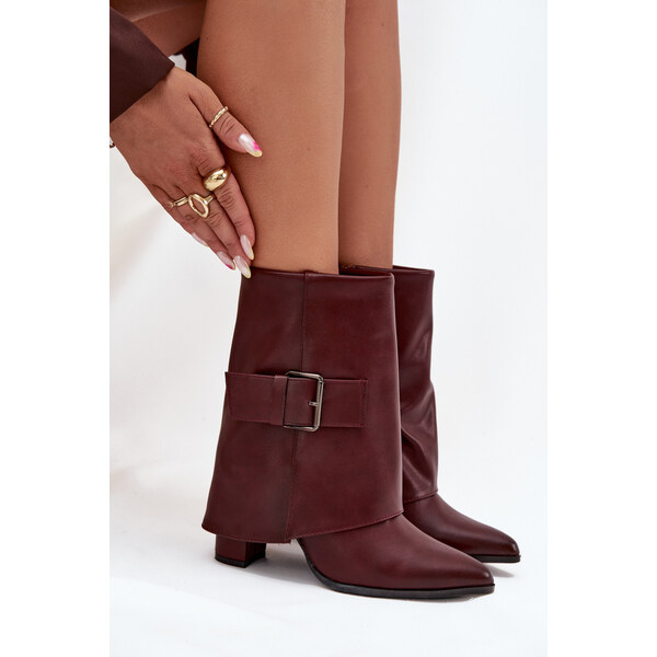 Kesi Dámske zateplené členkové čižmy na podpätku so skladacou manžetou 66884773