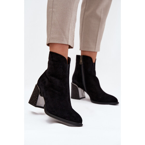 Kesi Dámske členkové topánky Vinceza na stĺpiku s potlačou - čierne 66667635