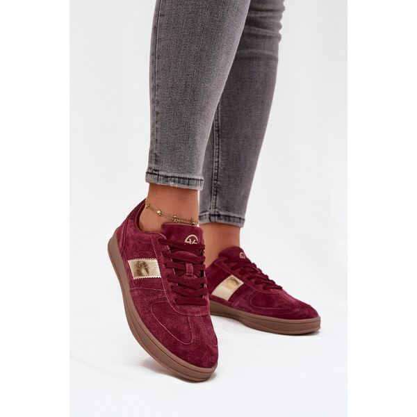 Zamszowe Sneakersy Damskie Vinceza 14029 Bordowe 66663778