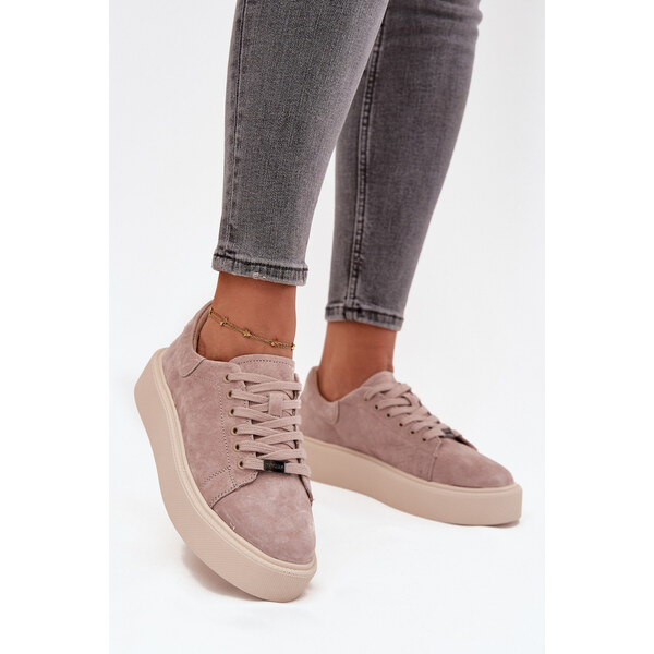 Zamszowe Sneakersy Damskie Na Platformie Vinceza 79578 Beżowe 66663794