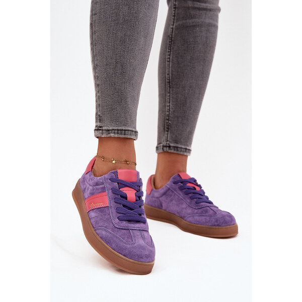 Zamszowe Sneakersy Damskie Vinceza 79576 Fioletowe 66663792