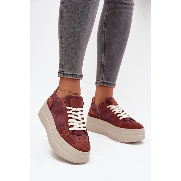 Zamszowe Sneakersy Na Masywnej Platformie Zazoo N1270S3 Fioletowe 66663824