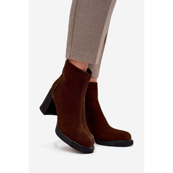 Kesi Dámske semišové čižmy Vinceza - na podpätku, hnedé 66884195