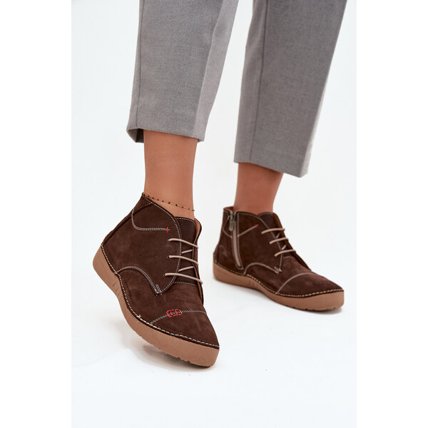 Skórzane Półbuty Damskie Z Przeszyciami Na Zamek Artiker 57C2117 66663939