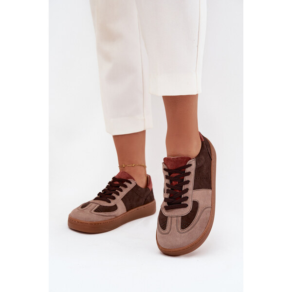 Skórzane Zamszowe Sneakersy Barefoot Damskie Zazoo N1277 Brązowe 66663991