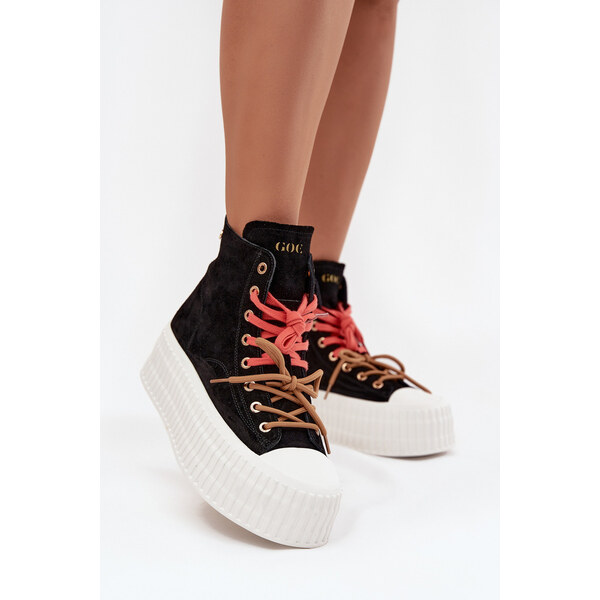 Zamszowe Ocieplane Trampki Damskie Na Masywnej Platformie GOE SS2N4046 66664031