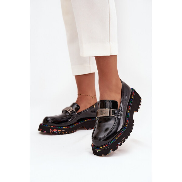 Półbuty Mokasyny Damskie Z Lakierowanej Skóry Artiker 57C0070 Czarne 66664120